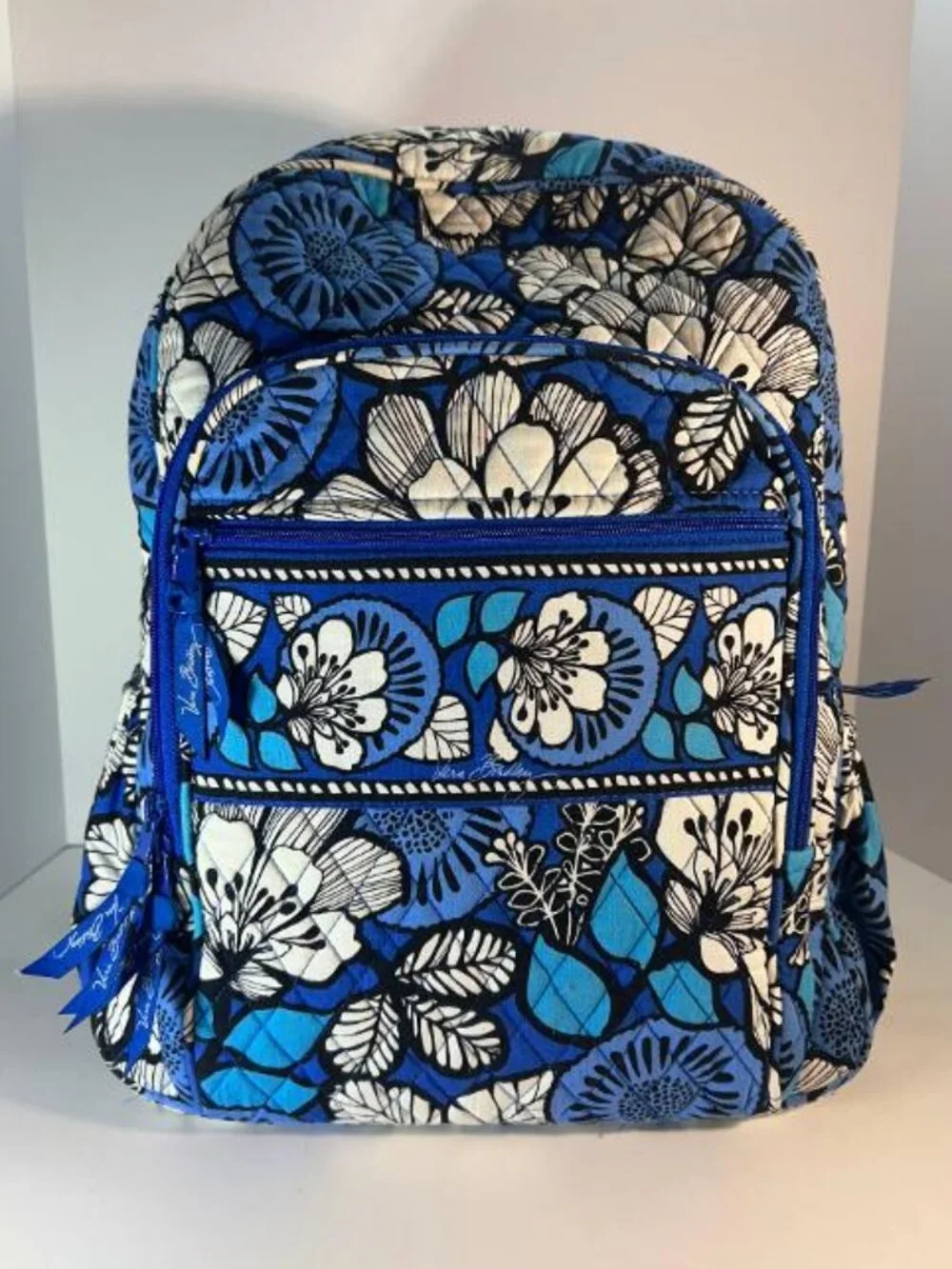 Vera Bradley Campus Backpack Blue Bayou Floral Pattern